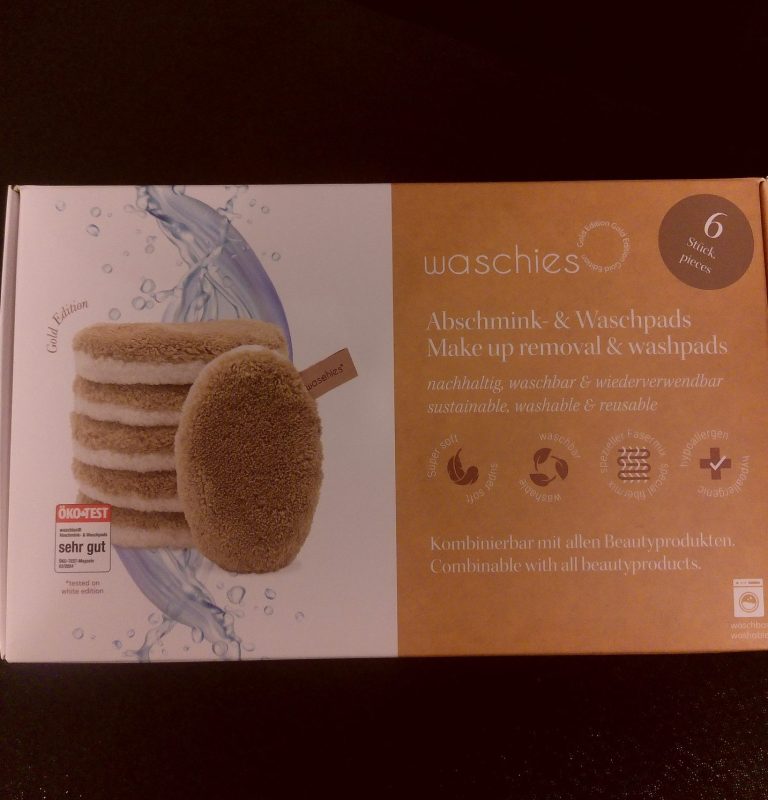 Abschmink- und Waschpads Set von Washies®, mehrere runde Pads in Produktverpackung